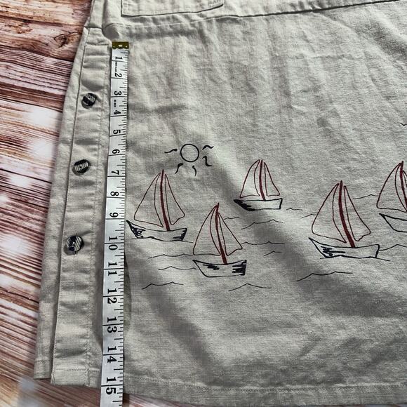Vintage Y2K Christopher & Banks Sz 8 Linen Blend Sailboat Boat Midi Shift Dress - Picture 6 of 9